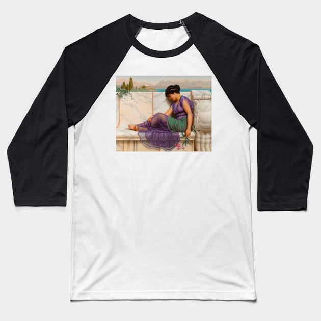 Summer Idleness, Day Dreams by John William Godward Baseball T-Shirt by Classic Art Stall